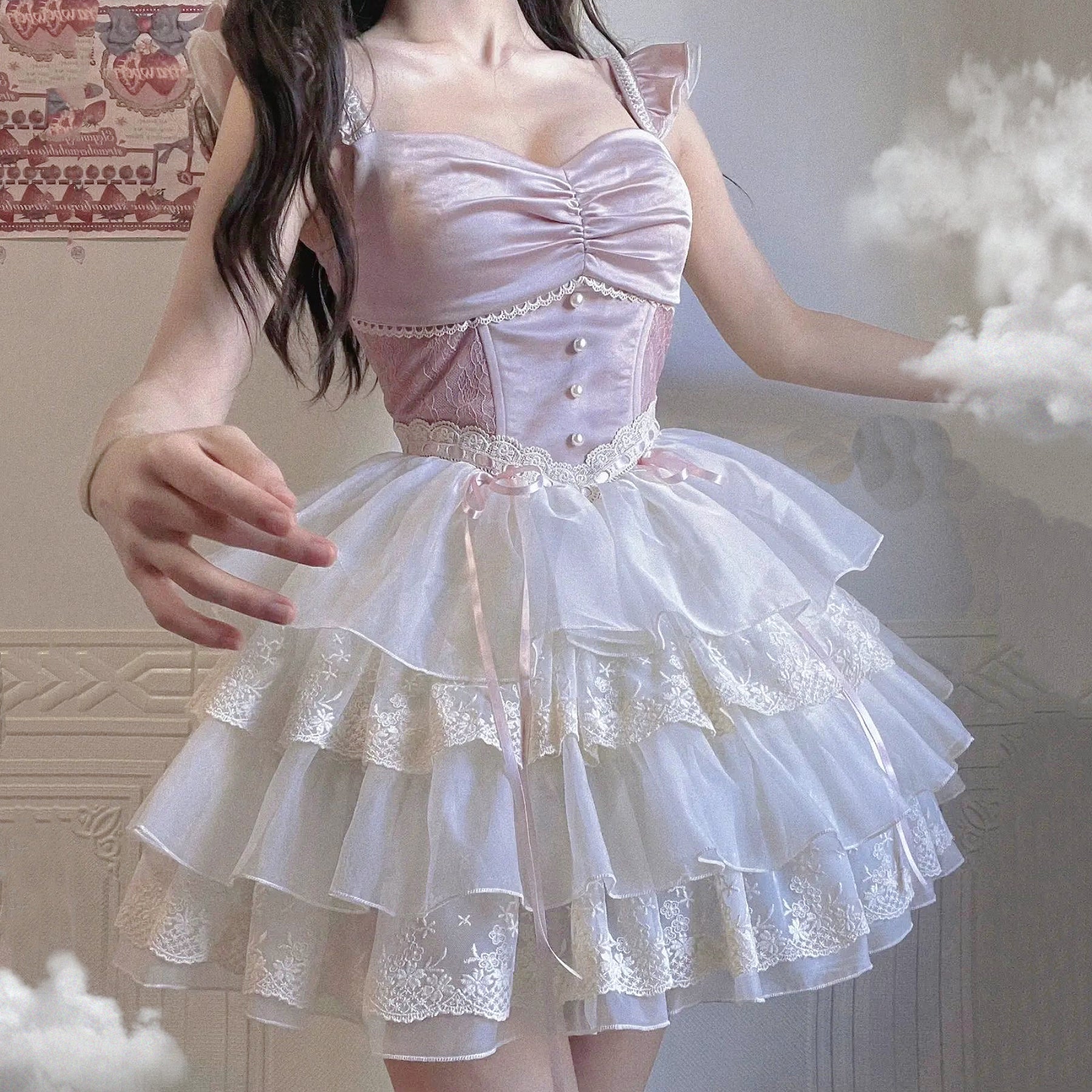 Pink dress wedding princess dress HA1930