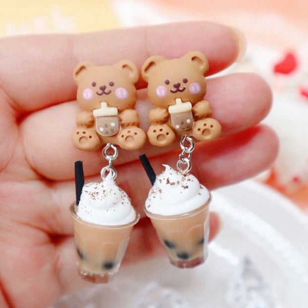 Bear Strawberry Bunny Sterling Silver Earrings HA2032