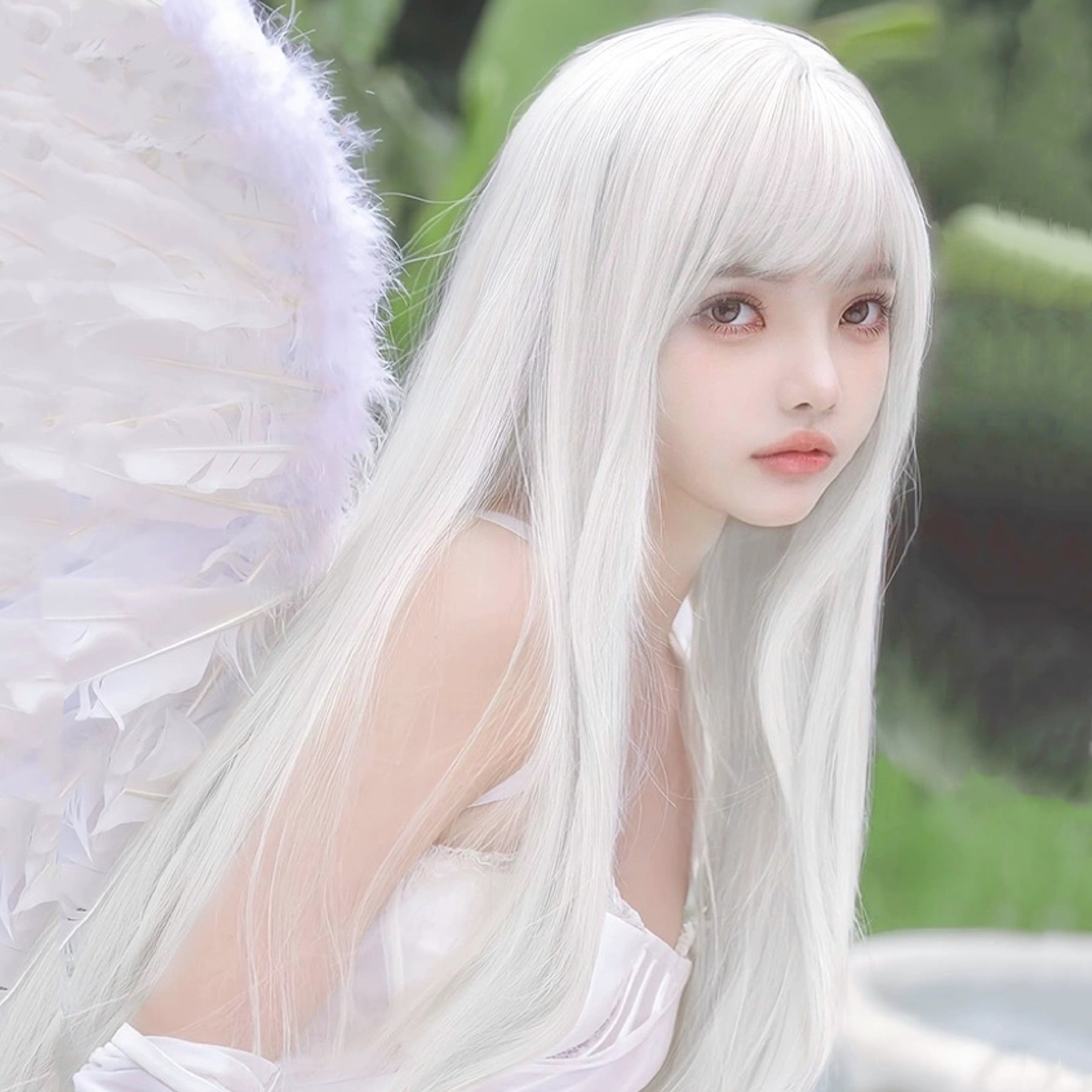 White long straight wig HA2054