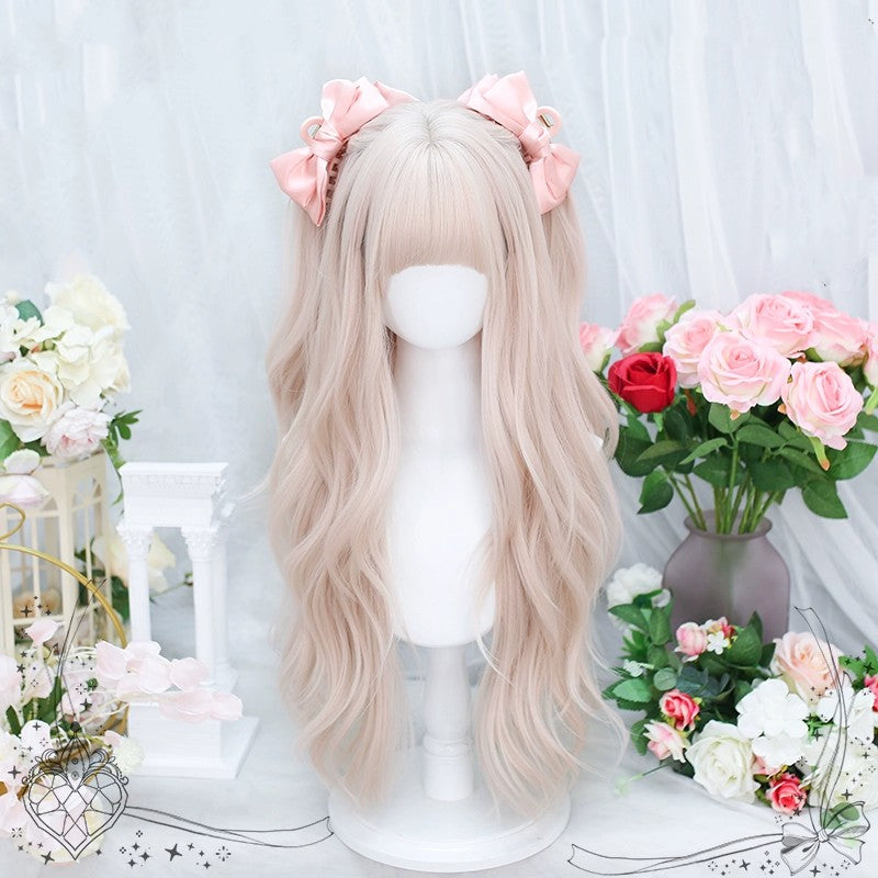 Pink natural long curly wig HA1835