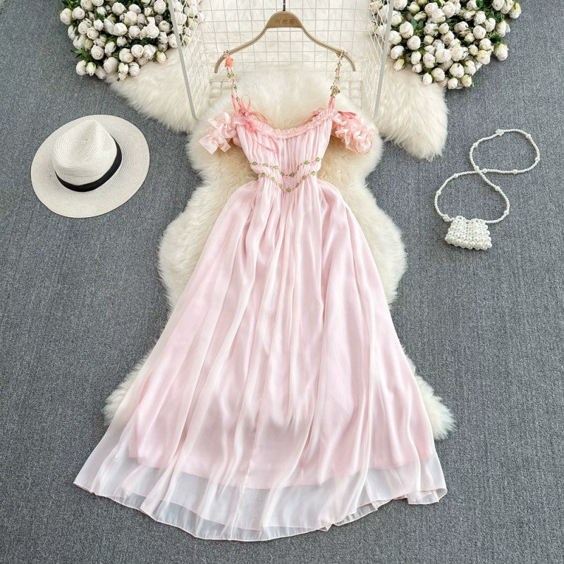 Gentle chiffon suspender dress HA1839