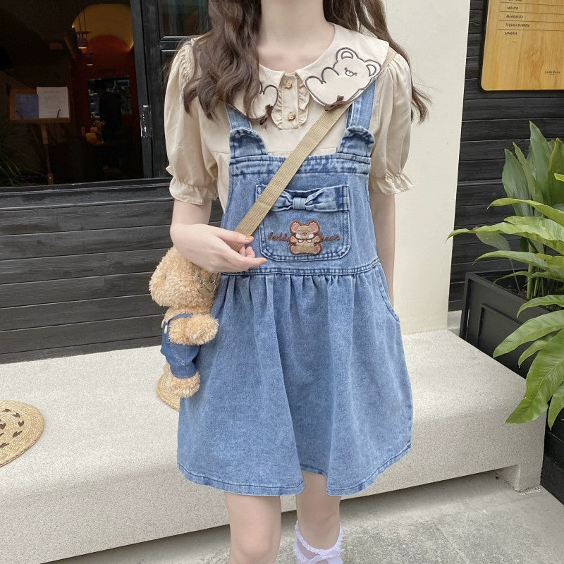 Cute denim slimming strap dress HA2035