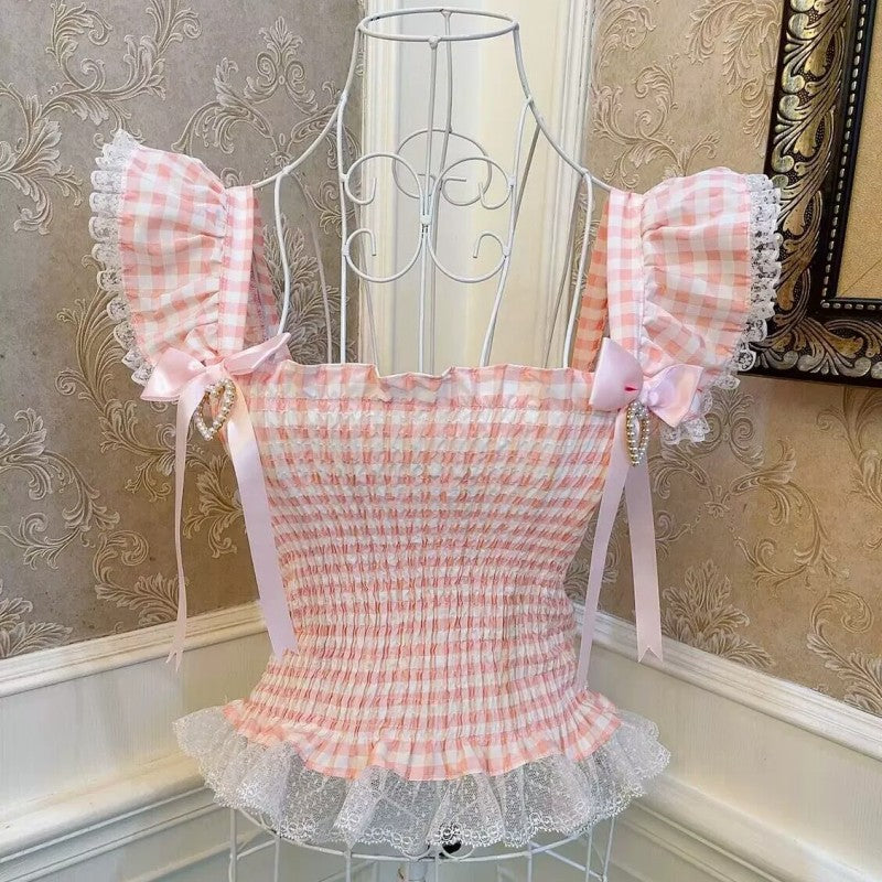 Plaid Bow Heart Tank Top HA1822
