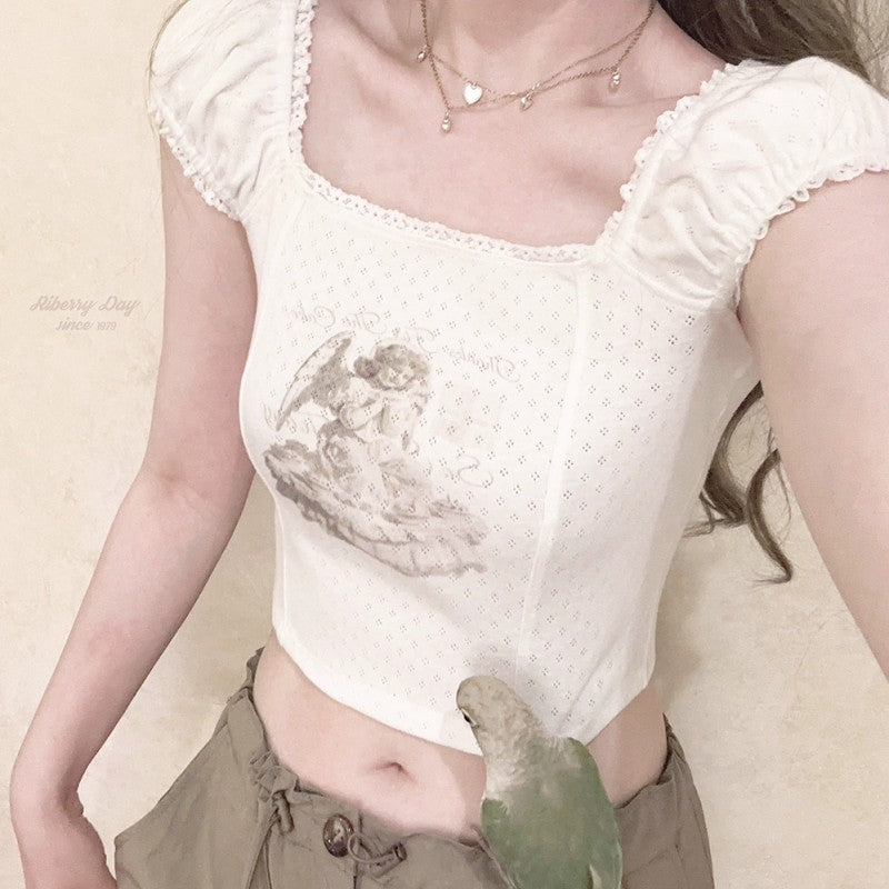 Praying Angel Cutout Collar Tank Top HA1967