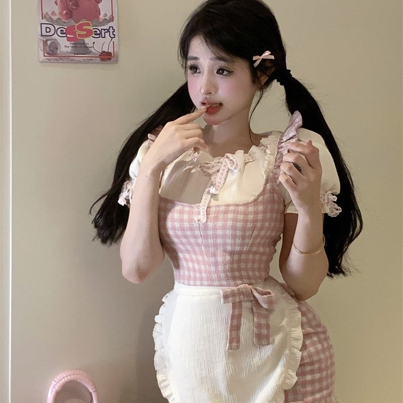 Sweet Plaid Sling Dress HA1945