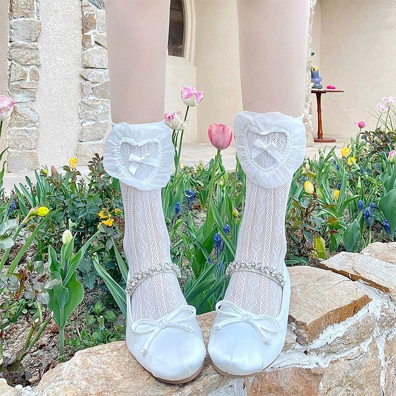 White Bow Lace Socks HA1947