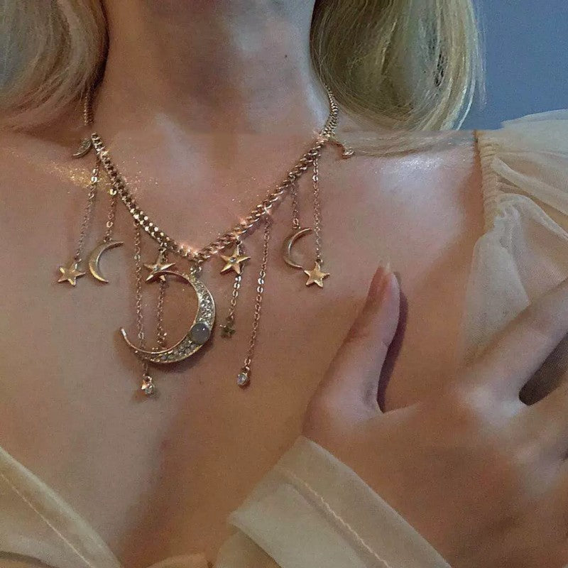 Moon Astrology Star Wish Necklace HA1843