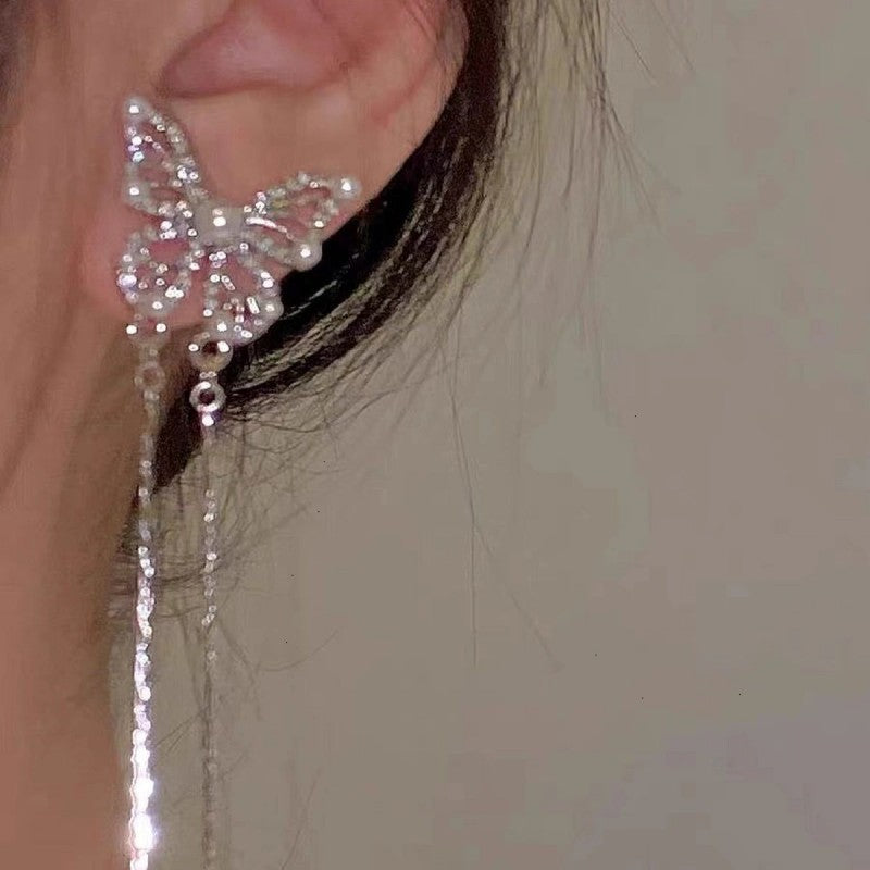 Butterfly Long Tassel Chain Earrings HA1882