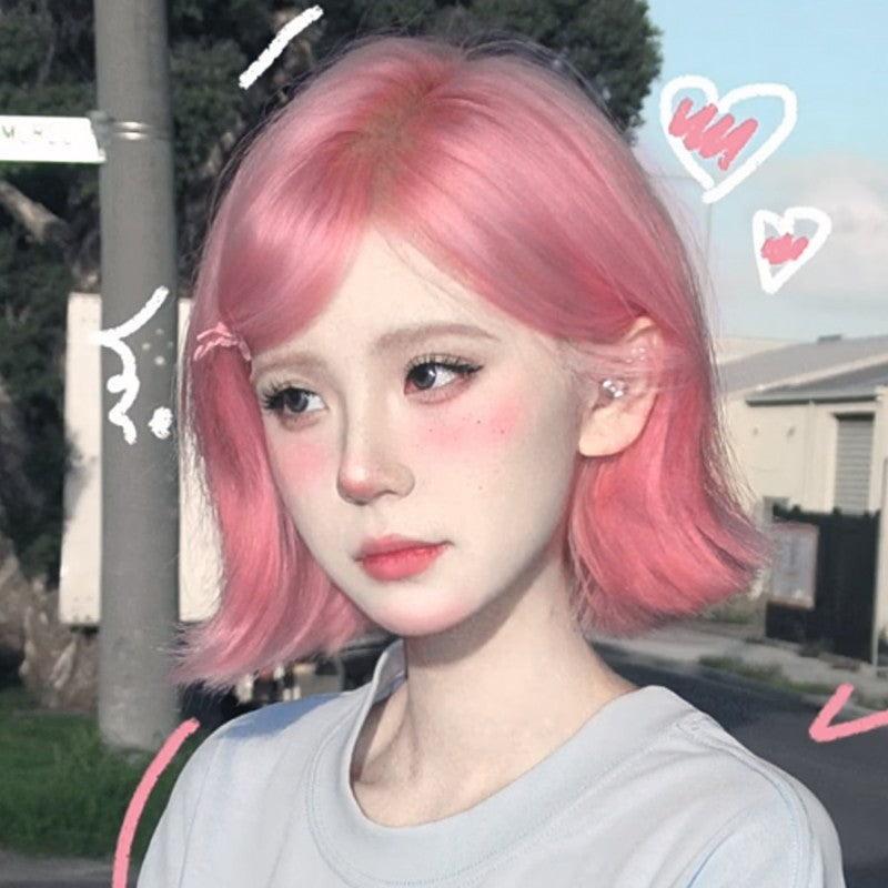 Pink short hair wig HA1890