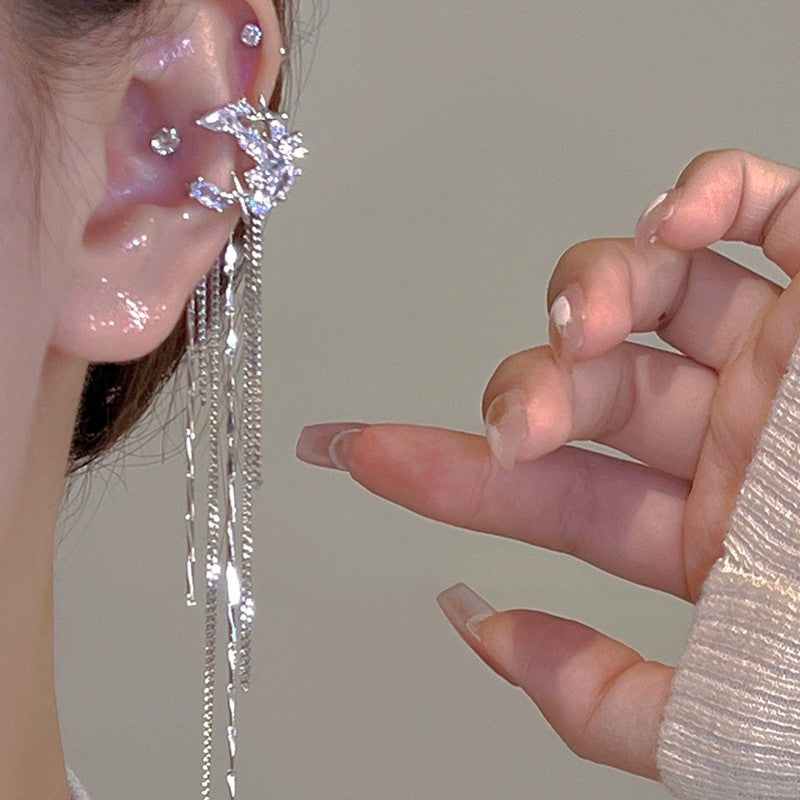 Tassel square round ear clip HA1866