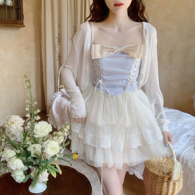 Bowknot mesh dress HA1952