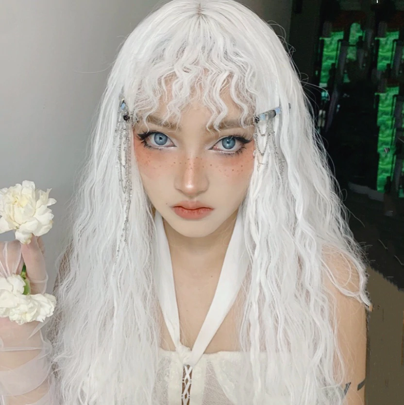 White wool curly long curly hair HA0571