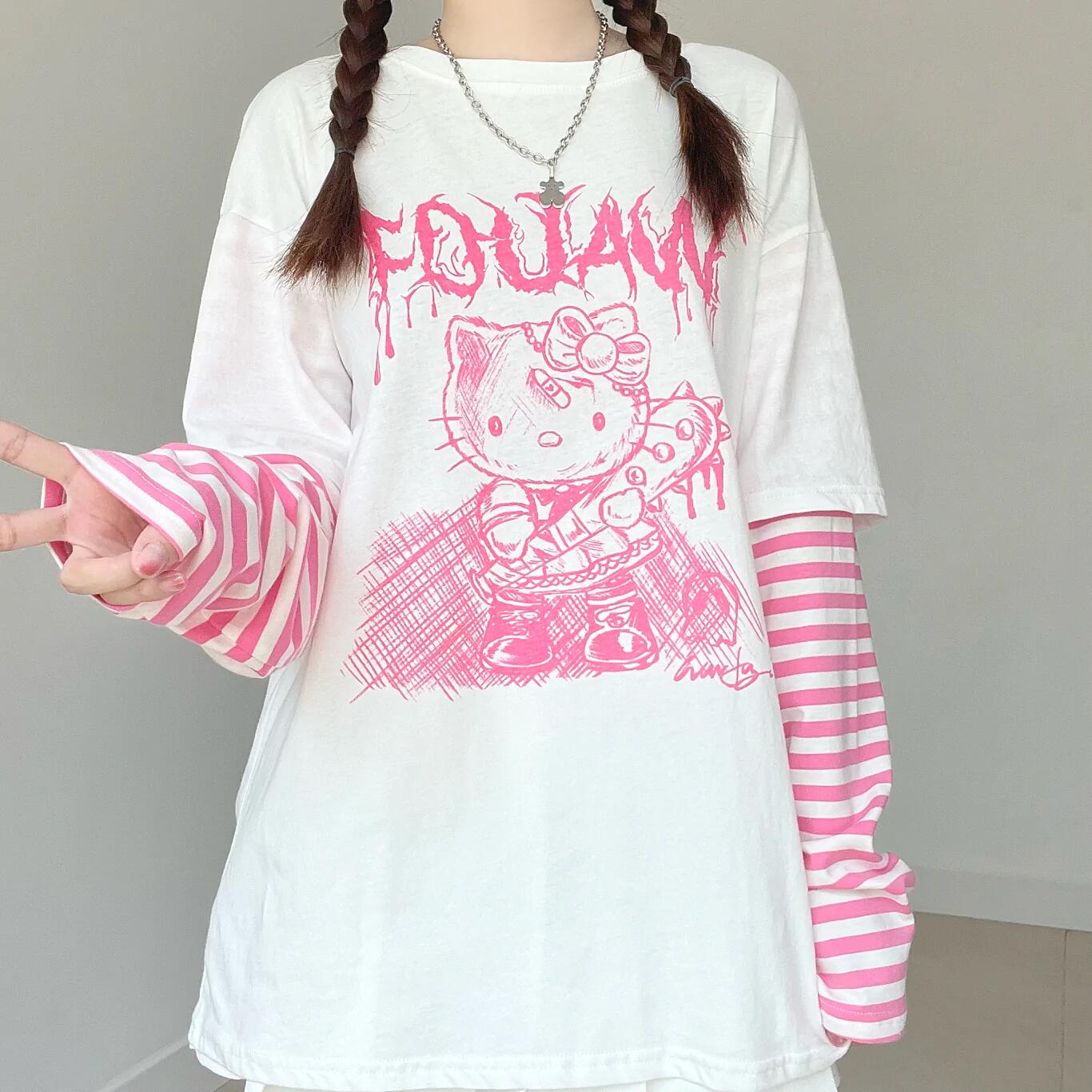 Comic Stripe Long Sleeve Top HA1293