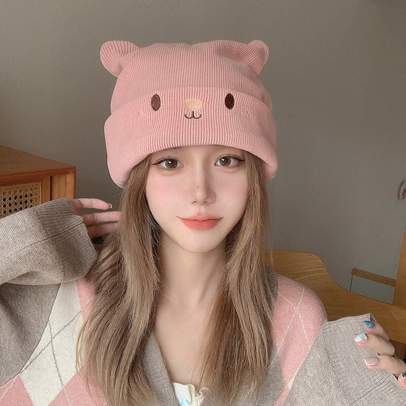 Cute cat ears soft knitted hat HA1169