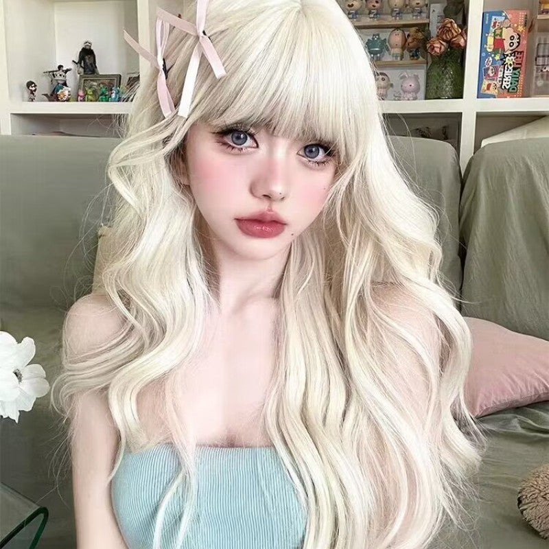 Platinum big wave long curly wig HA1691