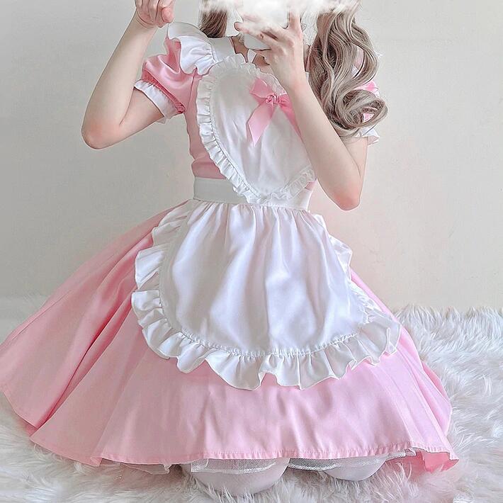 Cute Pink Blue Dress Short Sleeves HA0533