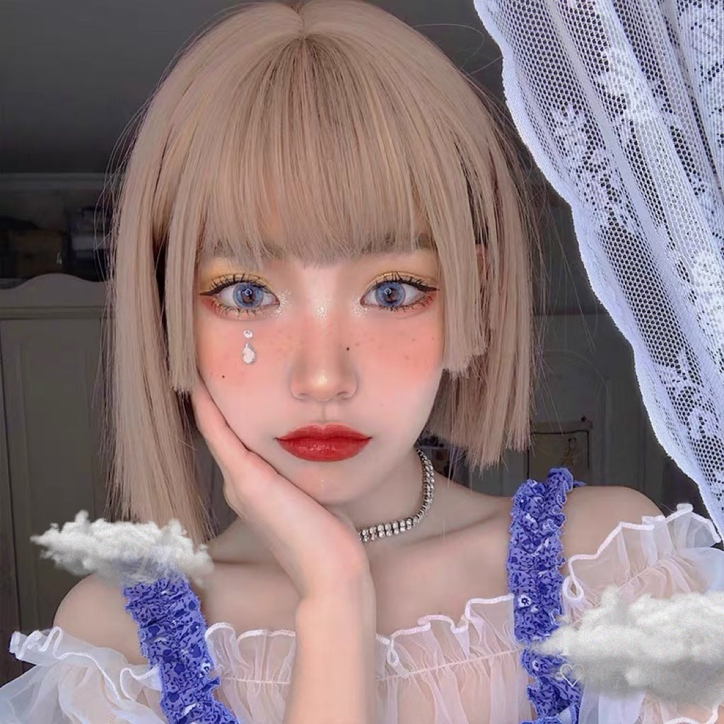 Daily cute short straight apricot fake hair HA0162