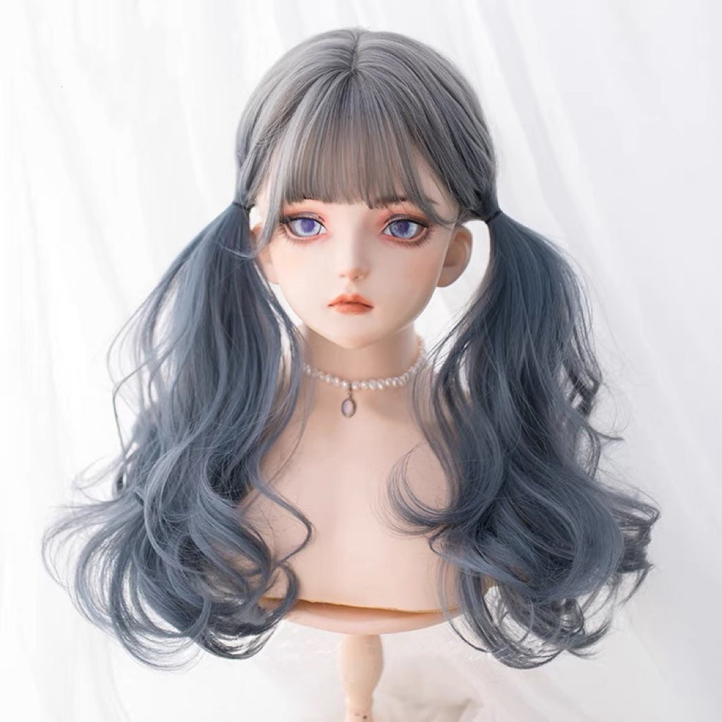 Gray-blue gradient long curly hair HA0254
