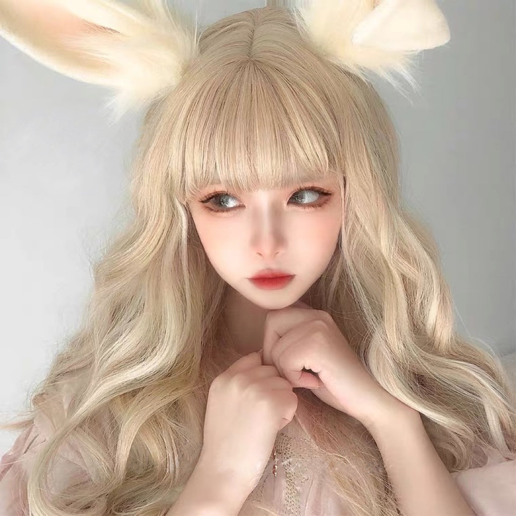 Long curly hair with natural bangs HA0285