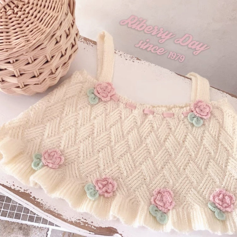 Flower Basket Beige Knit Tank Top HA0421