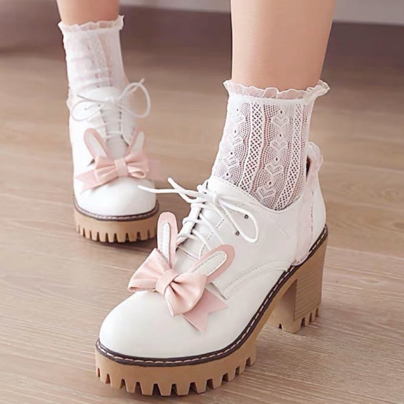Sweet round toe chunky heel women's shoes HA0528