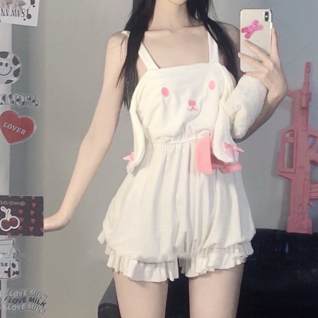 Plush bunny suspender Rompers HA0680