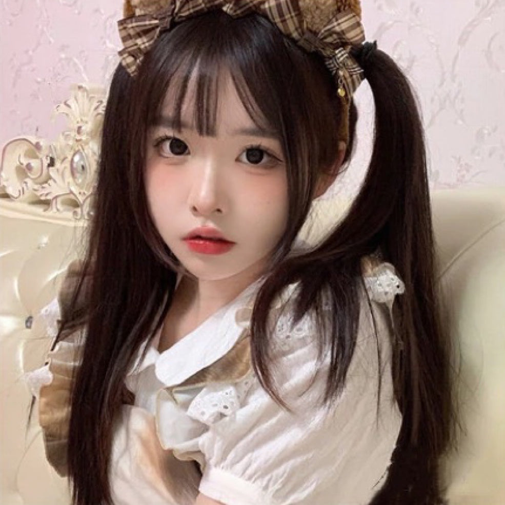 Keqi and oblique bangs, long straight hair HA0142