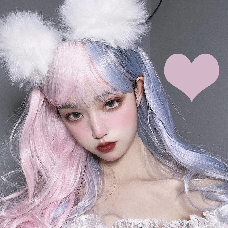 Powder blue double spell long curly hair HA0670