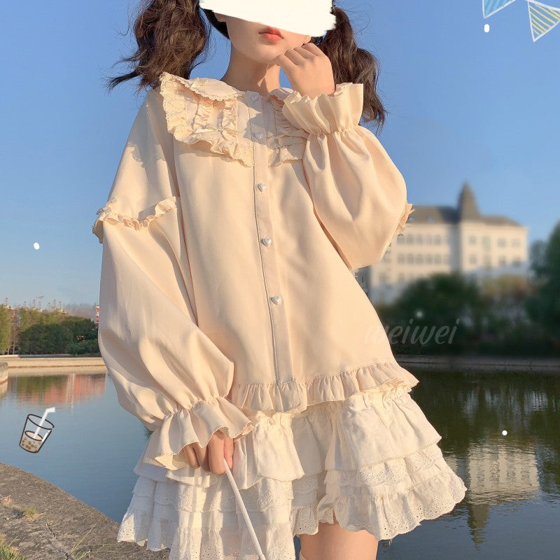 Doll Collar Rabbit Ear Long Sleeve Top HA1409