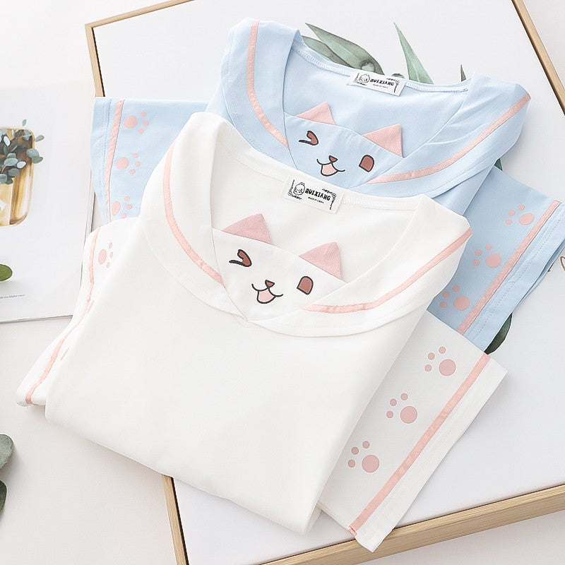 Cute cat ears short-sleeved T-shirt HA1492