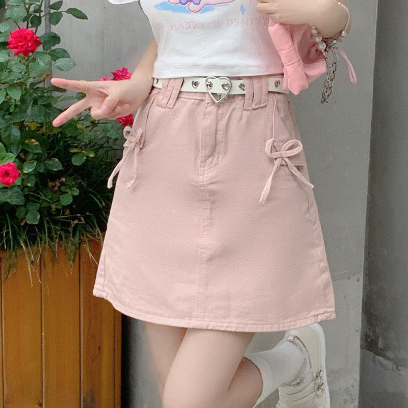 High waist bow casual skirt HA0765