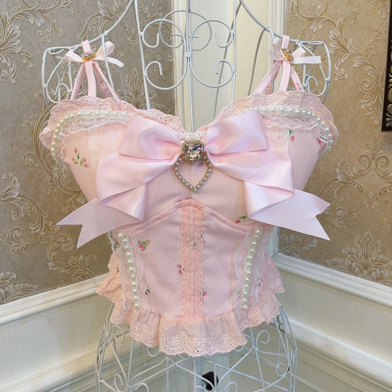 Sweetheart bow suspender vest HA1604
