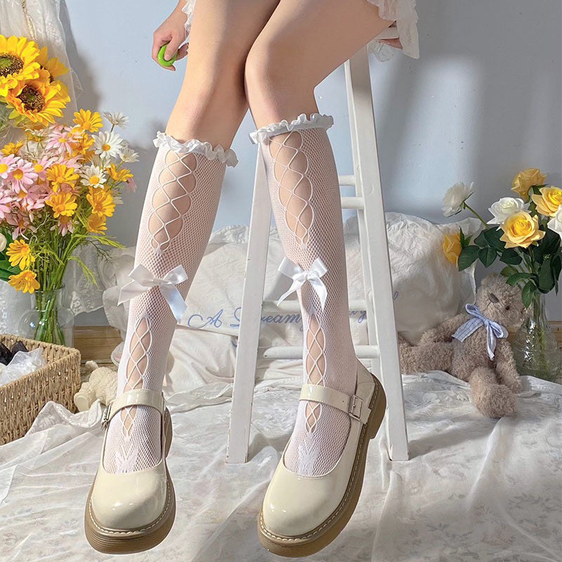 Lace White Fishnet Socks HA0340
