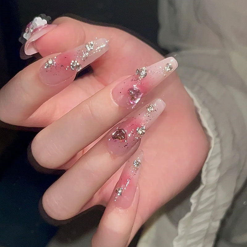 Premium Blush Stacked Drill Nail Patches HA0816