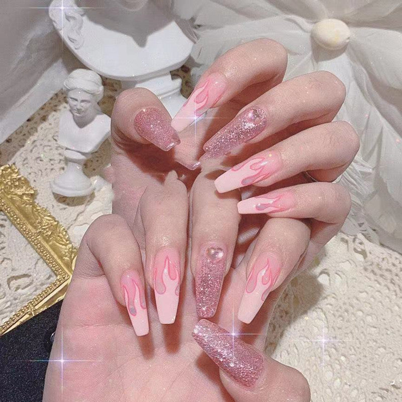 Pink Flame Nail Art HA0172