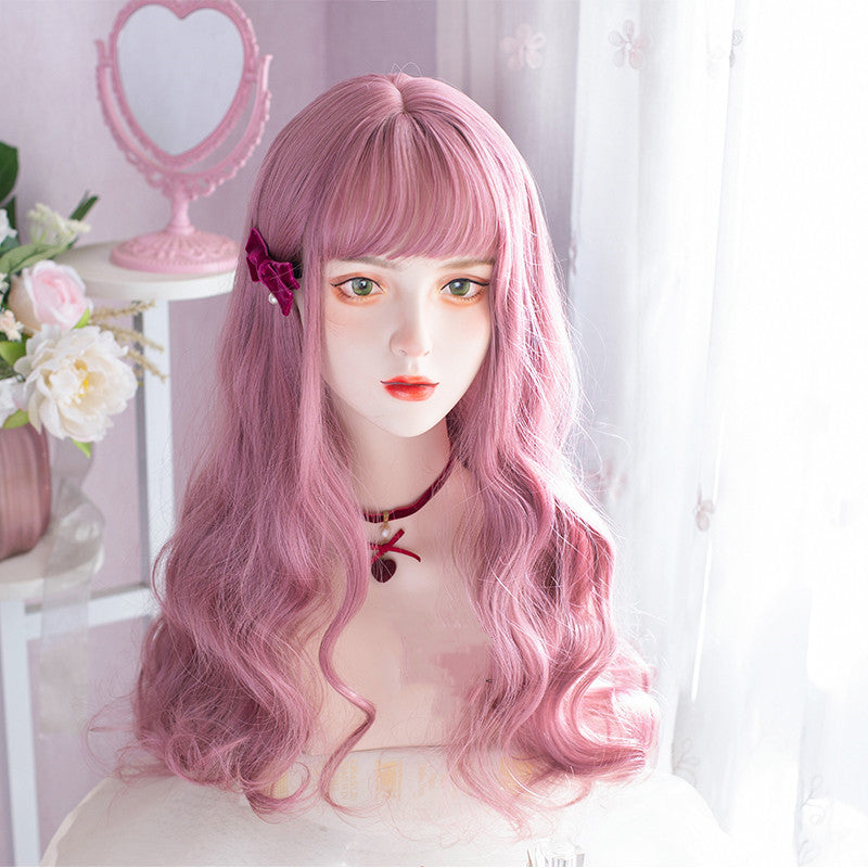 Coral peach pink purple wig HA0064
