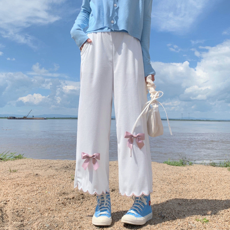 Loose Bow Wavy Lounge Pants HA1145