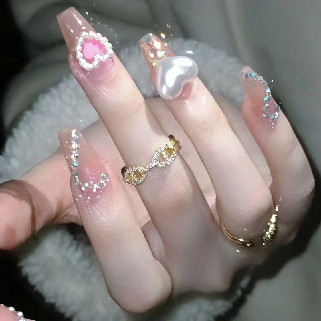White Baroque Love Nail Art HA1226