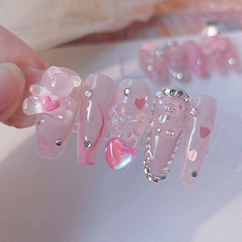 Pink Hug Bear Nail Patch HA0004