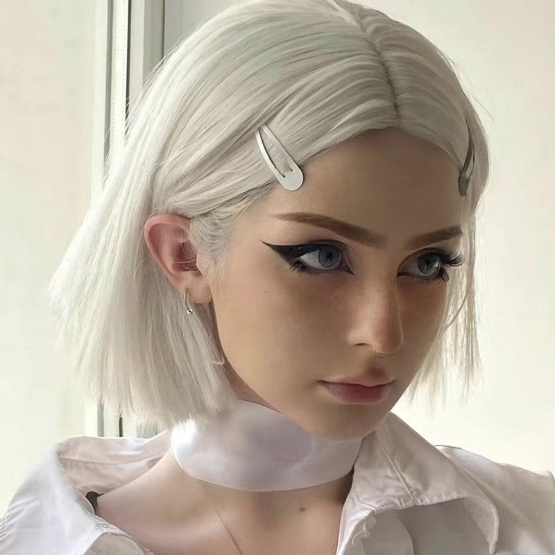 Silver White Cool Short Straight Wig HA1646