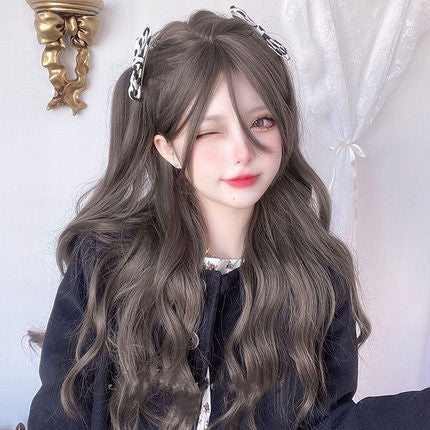 Natural oblique bangs female long roll HA0246