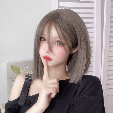 Natural medium short straight hair HA0248