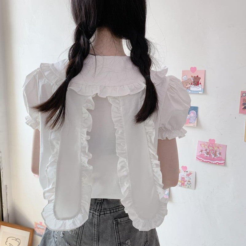 Puff Sleeve White Shirt Top HA0748