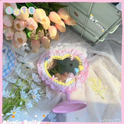 Plaid Lace Bow Heart Mirror HA0754