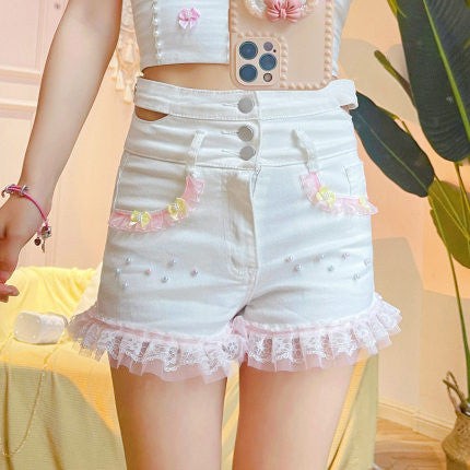 All-match slim denim shorts HA0683