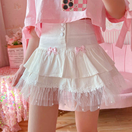Bow Lace White Skirt HA0361