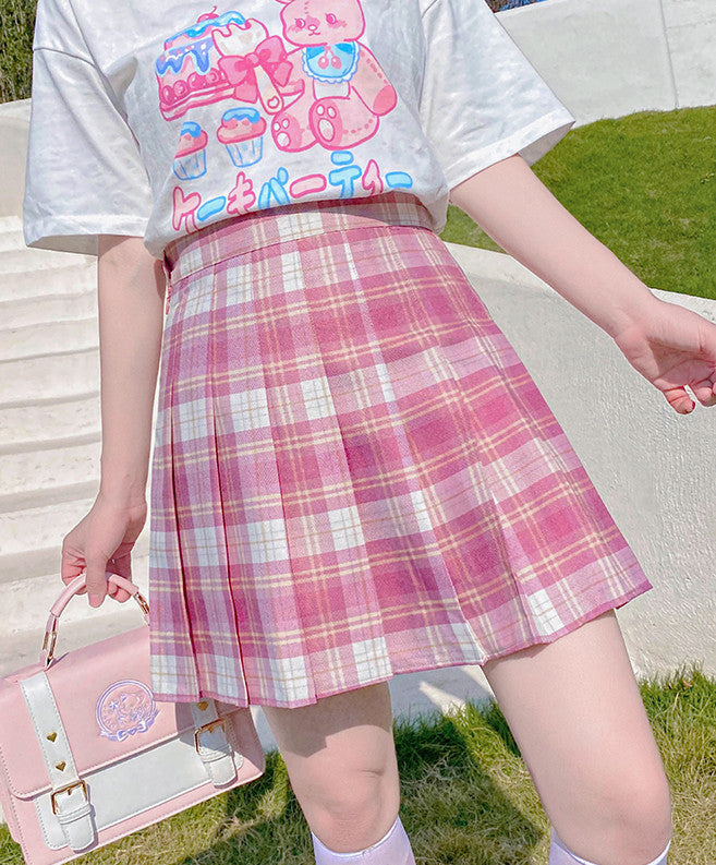 Sweet Plaid Pleated Skirt HA0501