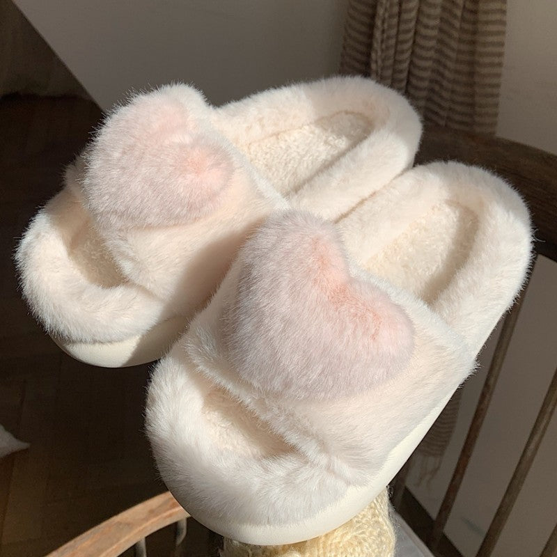Plush one word cotton slippers HA1343