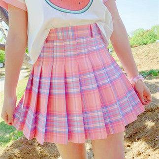 Small fresh plaid skirt HA0378