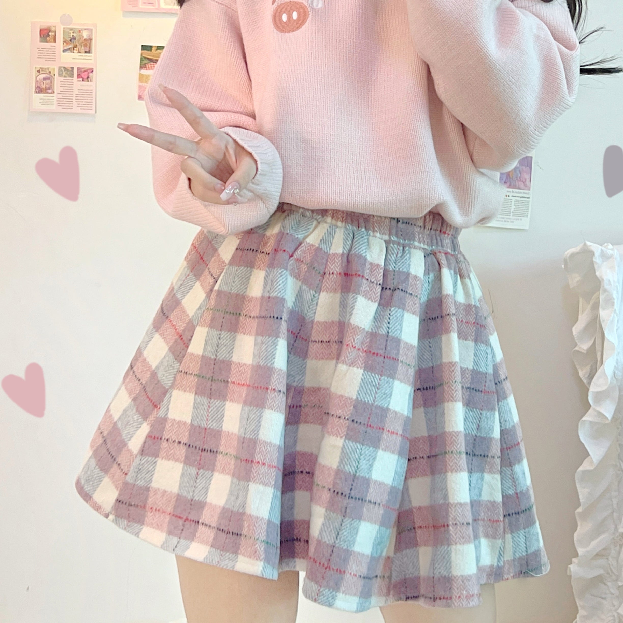 Plaid suede skirt HA1298